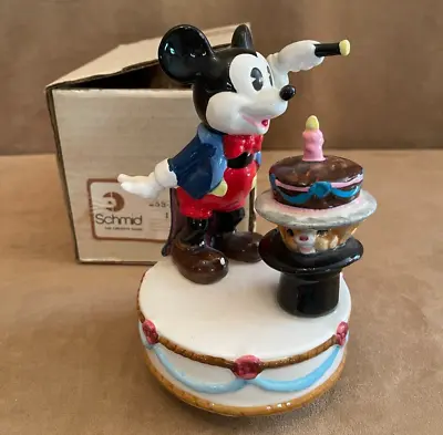 Vintage Schmid Disney Magician Mickey Mouse Music Box 50 Year Characters Walt • $52.50