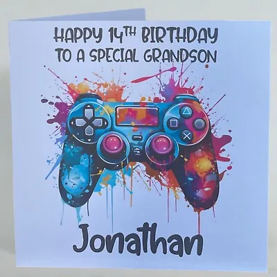 Personalised Gaming Birthday Card Boys Grandson Son Brother Nephew Teenage Gamer • £2.95