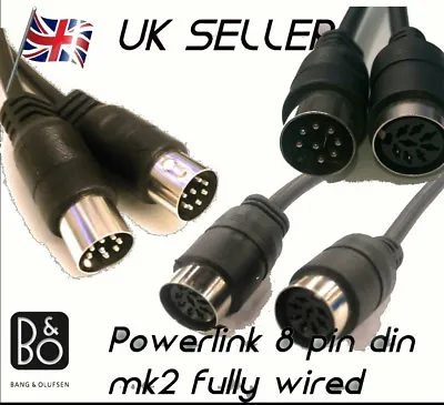 POWERLINK 8 Pin DIN MK2 Speaker Cable FULLY WIRED For BANG & OLUFSEN B&O  • £13.55