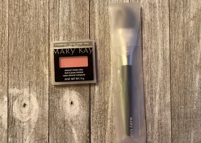 $18.99 • Buy Mary Kay Mineral Cheek Color Strawberry Cream .18 Oz NEW +  Mary Kay Blush Brush