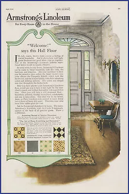 Vintage 1920 ARMSTRONG'S LINOLEUM Flooring Home Décor Ephemera 20's Print Ad • $9.71