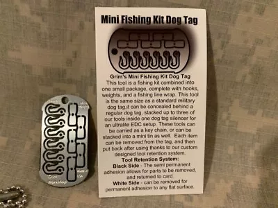 Emergency/Survival:  Grim Workshop  NEW - Mini Fishing Dog Tag  - MADE IN USA! • $9.50