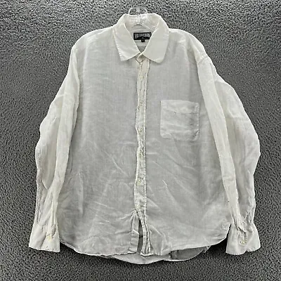 Vilebrequin Shirt Mens Extra Large Button Up 100% Casual White Long Sleeve * • $44.48