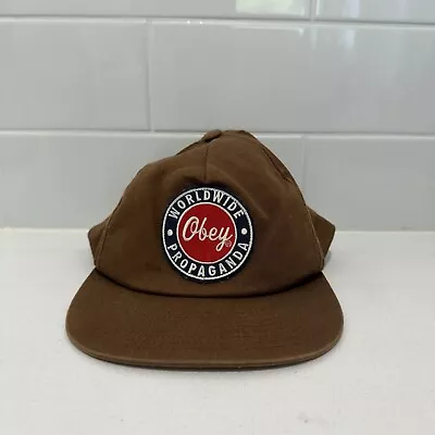 OBEY Worldwide Propaganda Brown Cap Hat SnapBack Cotton One Size  • $24.95