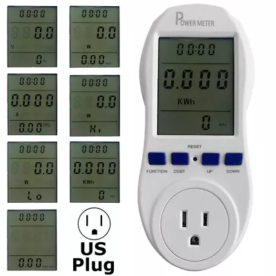 Digital Electricity Usage Monitor LCD US Plug-in Power Watt Volt Amp KMh Meter • $14.99