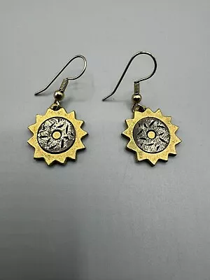 Steam Punk Gear Parts Costume Jewelry Earrings Dangle Gold And Silver Tone  • $4