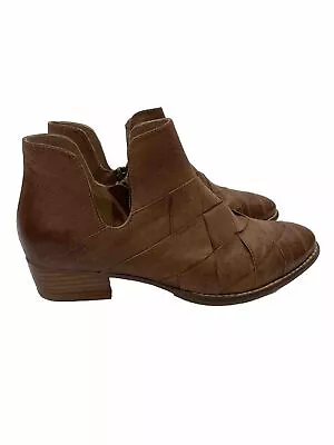 Women’s SEYCHELLES Brown Leather Weave Deep Sea Bootie In Cognac Size 8 • $28