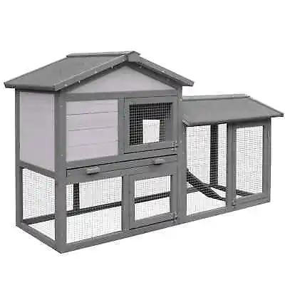 £174.99 • Buy Wooden Rabbit Hutch Outdoor Double Tier Guinea Pig Small Animal House Roof Ramp