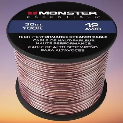 Monster XP Copper Clad Aluminum (CCA) Speaker Wire 12 Gauge Cable 100 FT Spoo... • $49.64
