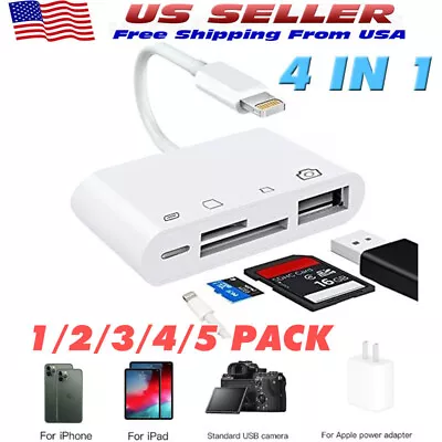 4 In 1 To Card Reader Adapter USB Camera Micro SD Memory Slot For IPhone IPad • $30.25