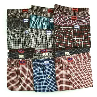 6 Pack Mens Premium Boxers 100% Cotton Underwear Trunk Plaid Shorts Size S~3XL • $22.95