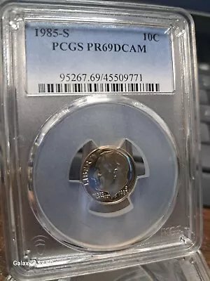 1985-s 10c Pcgs Roosevelt Dime Proof Graded Pr69 Dcam Cameo Slab 24-006 • $6