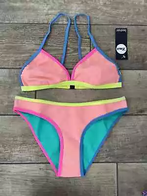 BNWT Boohoo Bikini Size 10 Triangle Rainbow Pop Neoprene Triangle  • £10