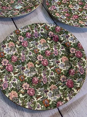 CROWN DUCAL China Victoria Rose Chintz 8-3/4” Plates (6) • $39.80