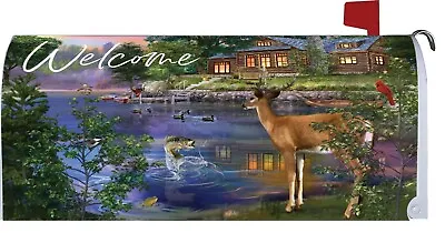 Deer Cabin Ducks Lake Bass Fisherman Chickadee Cardinal Magnetic Mailbox Cover • $18.50