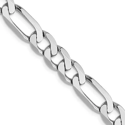 Avariah Solid 14K White Gold 6mm Flat Figaro Chain • $995.99