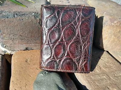 Wild Alligator Tri Fold Short Wallet Gator Swamp Skin Leather Hide Rust Brn FB38 • $225