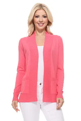 Yemak Women's Long Sleeve Open Front Knit Sweater Cardigan Shrug With Pocket • $21.57