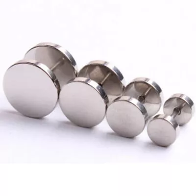 Punk Stud Earrings Men Women Faux Gauges Ear Tunnel Stainless Steel Earring Hot • $0.87