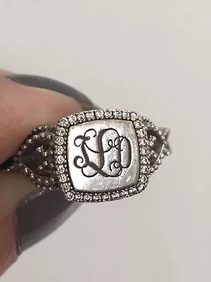 Vintage 925 Sterling Silver￼￼ Monogram Initial ￼￼￼Diamond Ring Sz 9 Men Or Women • $254.98