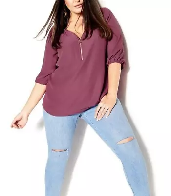 NEW City Chic Roseberry Sexy Fling Elbow Sleeve Top Tunic Plus Size XL 22 #N74 • $32.15