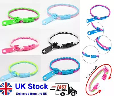 8x Zipper Fidget Sensory Bracelet Zip Stim Stress Anxiety Relief Toy ADHD Autism • £6.39