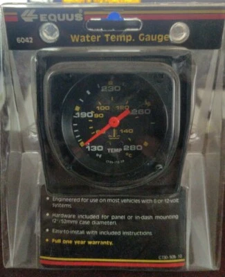 $21.95 • Buy EQUUS 6042 WATER TEMP GAUGE 2  BLACK Mechanical Aviation Style 