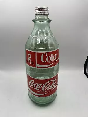 1970s Vintage COCA COLA 2 Liter Green Glass Coke Bottle 67.6 Fl Oz. With CAP • $39.99