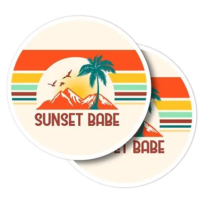 £2.99 • Buy 2x Vinyl Stickers Retro Sunset Holiday Travel Beach #51905