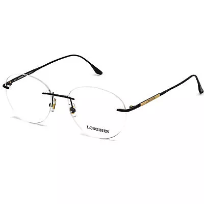 Longines Men's Eyeglasses Clear Demo Lens Matte Black Rimless Frame LG5002-H 002 • $58.99