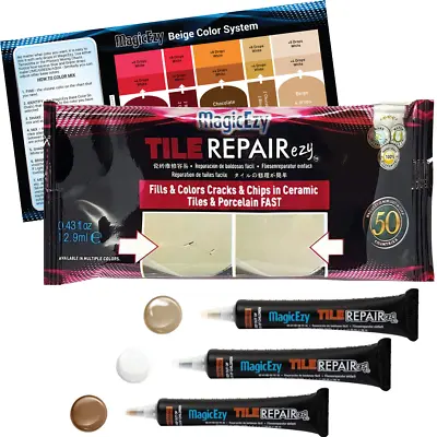 Tile RepairEzy: (Beige Repair Kit) - Fix Holes Or Chips In Tiles Fast - MagicEzy • £31.99