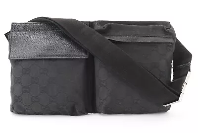 GUCCI Waist Pouch Bum Bag Belt Bag Cross Body Fanny Pack Black 🌸Rank AB🌸#H168 • $294.99