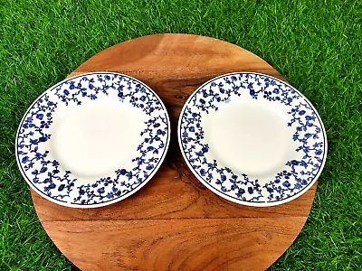 Two MAJESTICWARE By ONEIDA Blue Toile 6-5/8  Bread Dessert Plates Stoneware EUC • $13.77