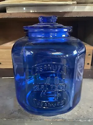 Planters Peanut Mr. Peanut Man Cobalt Blue Glass Store Jar 5¢~12” Large Cookie • $59.99