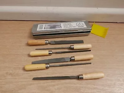 £10.89 • Buy Hase 6pce 4  Needle File Set Hand Flat Square Half & Round + Metal Tin 78004749