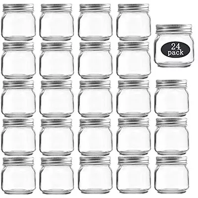 24 Pack 8oz Glass Canning Jars With Lids Regular Mouth Mason Jars For Canning • $37.99