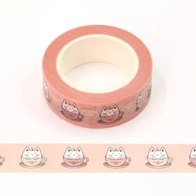 $5.50 • Buy Washi Tape Cats In Coffee Cups 15mm X 10m
