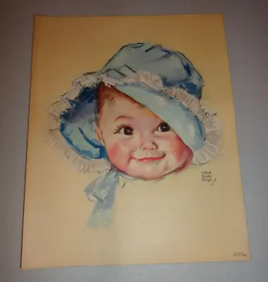 Antique 1930s Maud Tousey Fangel 8  X 10   Baby With Hat Portrait Litho GP 2474 • $15