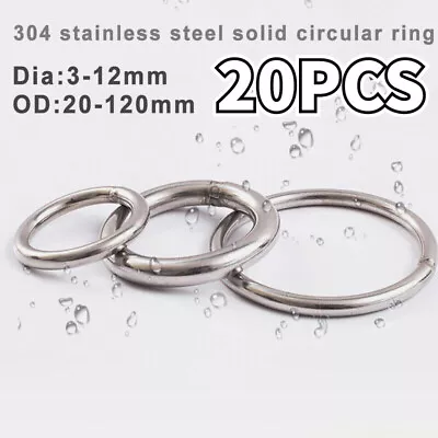 304 20x Stainless Steel Round Rings Heavy Duty Solid Metal O Ring Welded Circle • $14.96