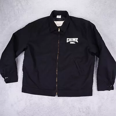 Vintage Crime Inc Embroidered Zip Cotton Black Jacket Mens XL • $29.99