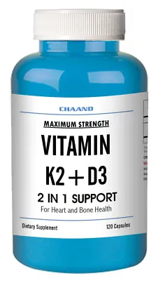 $20.69 • Buy Vitamin D3 10000 IU With K2 (MK7) 180 Mcg  Supplement (120 Capsules)