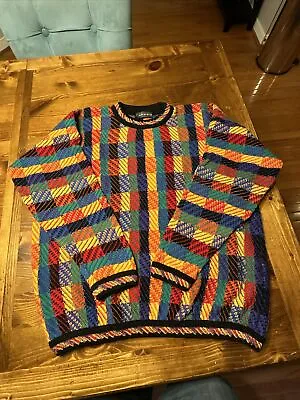 Vintage TUNDRA CANADA Sweater Multicolor Coogi Style Cosby Men's XL • $60