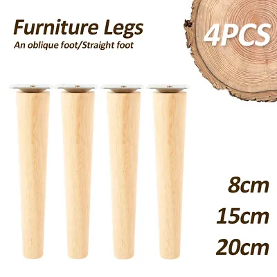 $21.09 • Buy 4PCS Furniture Legs+Pads 8-25cm Wooden Sofa Turned Feet Lounge Couch Cabinet//