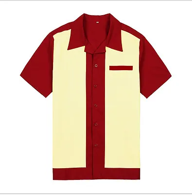 50s Male Clothing Bowling Shirts Rockabilly Style Fashion Indie Mens 50s Shirts • £16.79