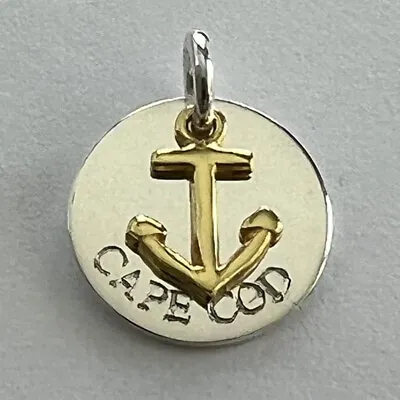 Anchor On Cape Cod Sterling Silver And Gold Plate Disk PENDANT ONLY -No Necklace • $14