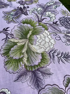 Manuel Canovas - Rare Floral Fabric - Embroidered Lilac/Green - 60cm X 139cm • £50