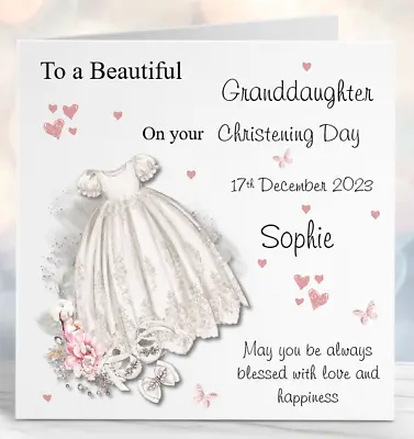 Handmade Personalised Christening Card  - Granddaughter Daughter Niece • £3.65