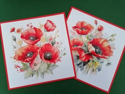 £1 • Buy 2 Beatiful Big Poppy Floral Card Toppers Birthday Get Well Soon Spring Flowers