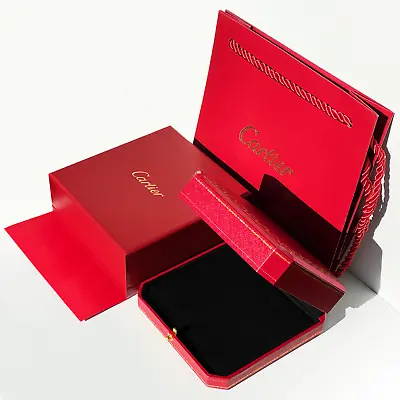 $135 • Buy NEW Authentic Cartier Necklace / Pendant Box + Gift Bag + Outer Box + Sleeve