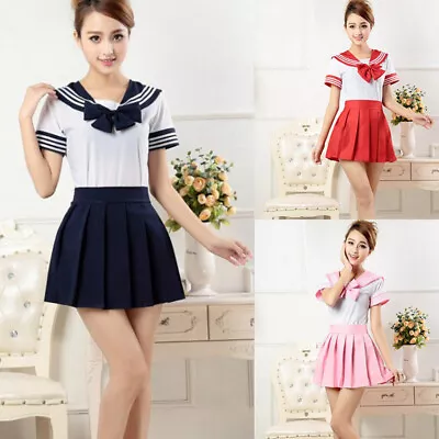 3Pcs Japanese School Uniforms Anime COS Sailor Suit JK Students Clothes Costu-wq • £10.87